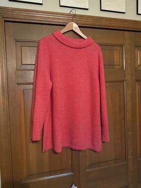 Talbots Plus 100% Cashmere Heathered Pink Mock Neck Tunic Sweater 2X